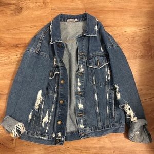 LF Dark Ripped Denim Jacket